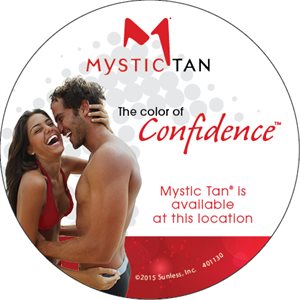 Window Cling, 3' Circle Mystic Tan 'Available Here'